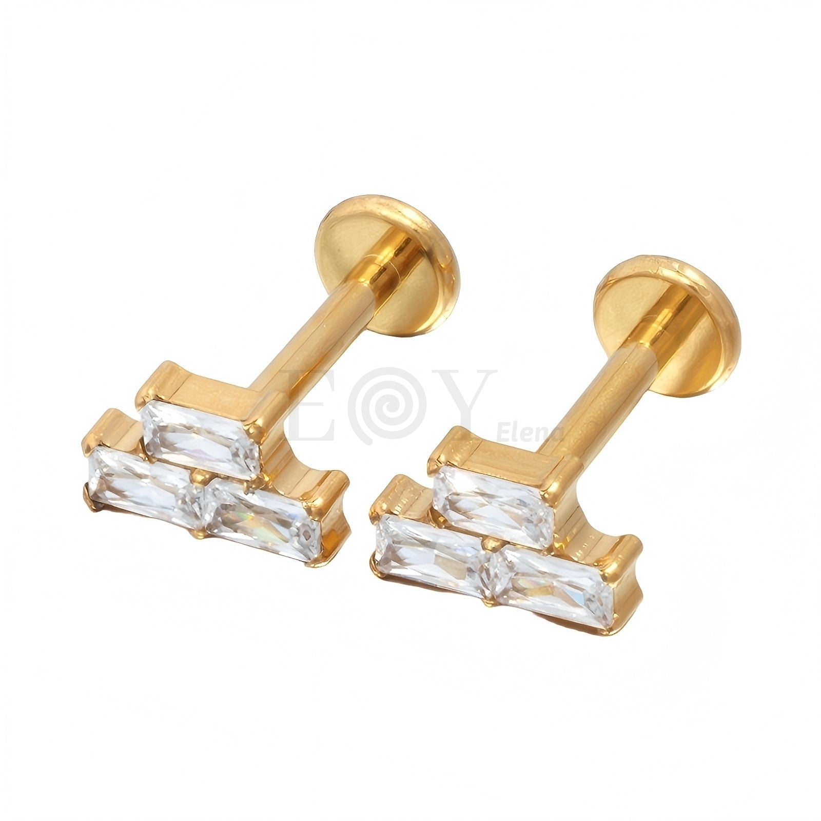 Pendientes titanio circonita rectangular