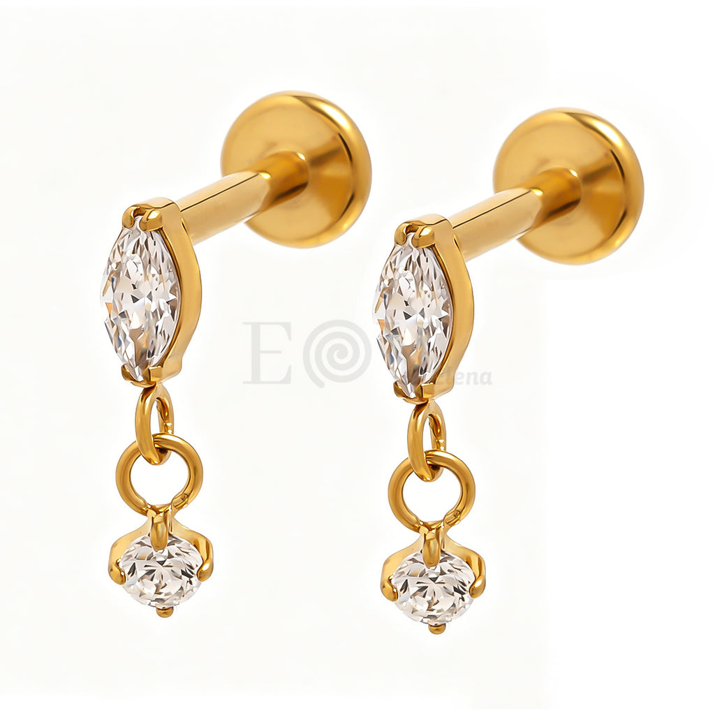 Pendientes titanio con circonita colgante