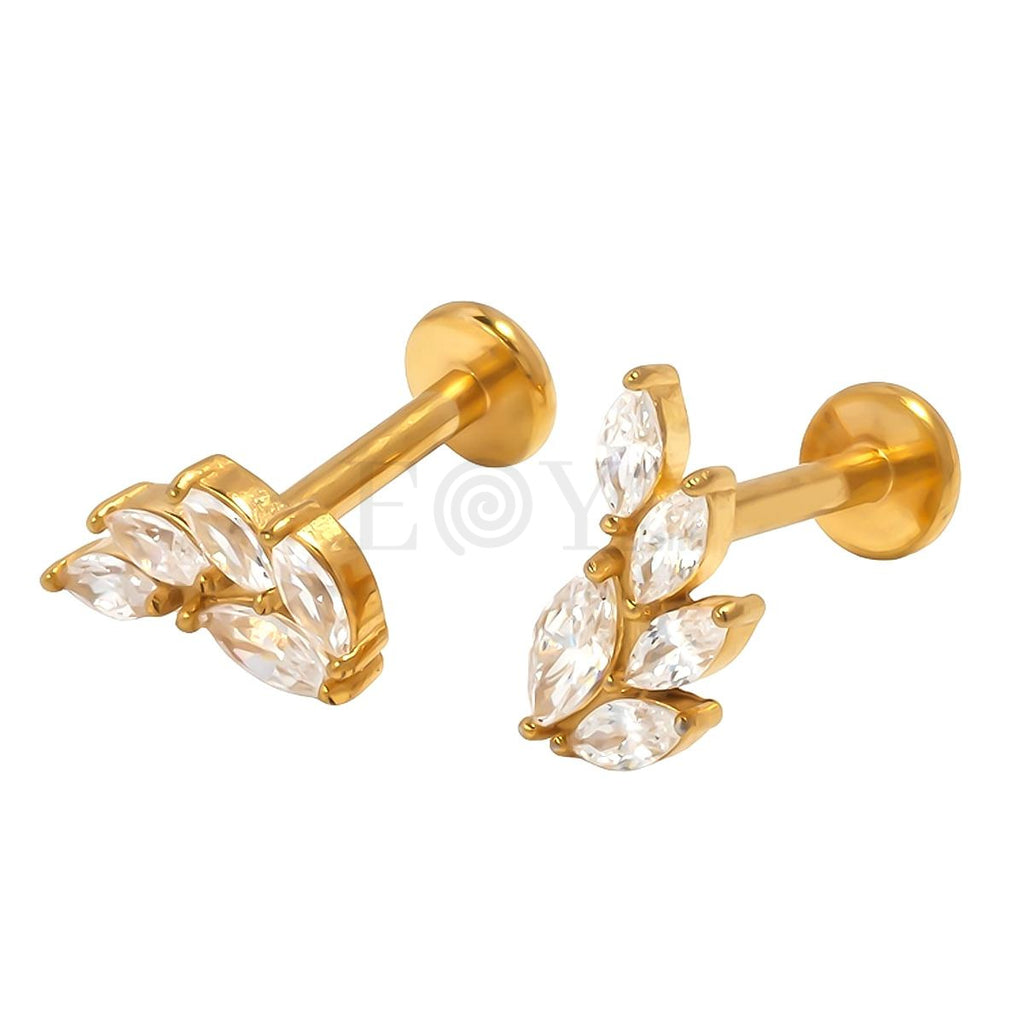 Pendientes titanio hoja circonitas