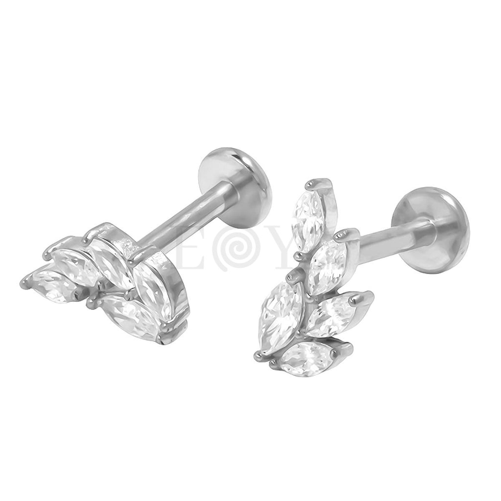 Pendientes titanio hoja circonitas
