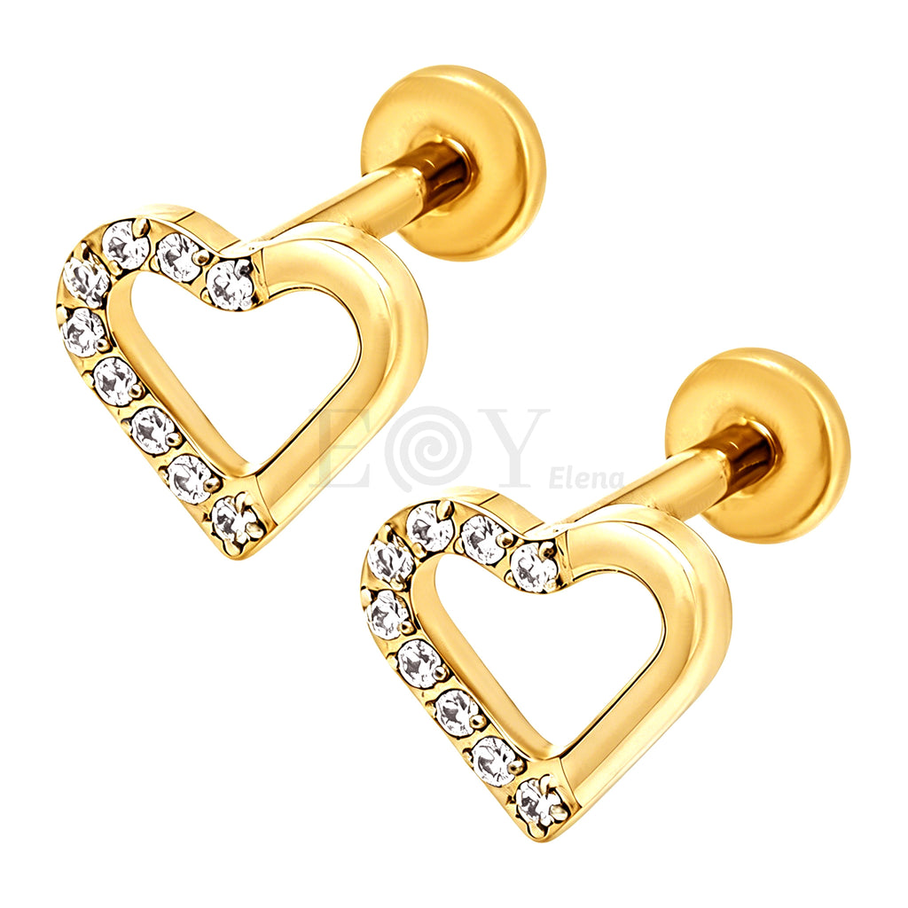 Pendientes titanio corazón hueco