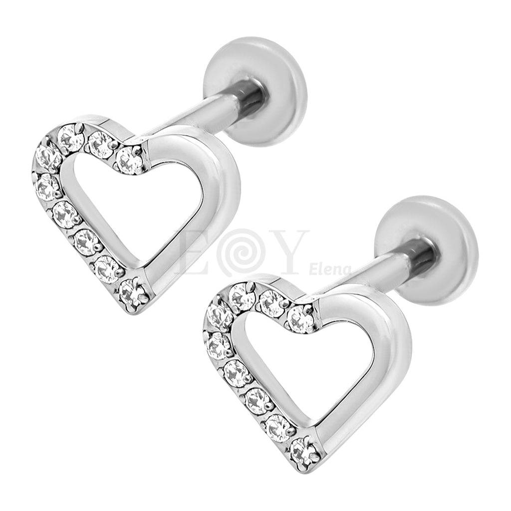 Pendientes titanio corazón hueco