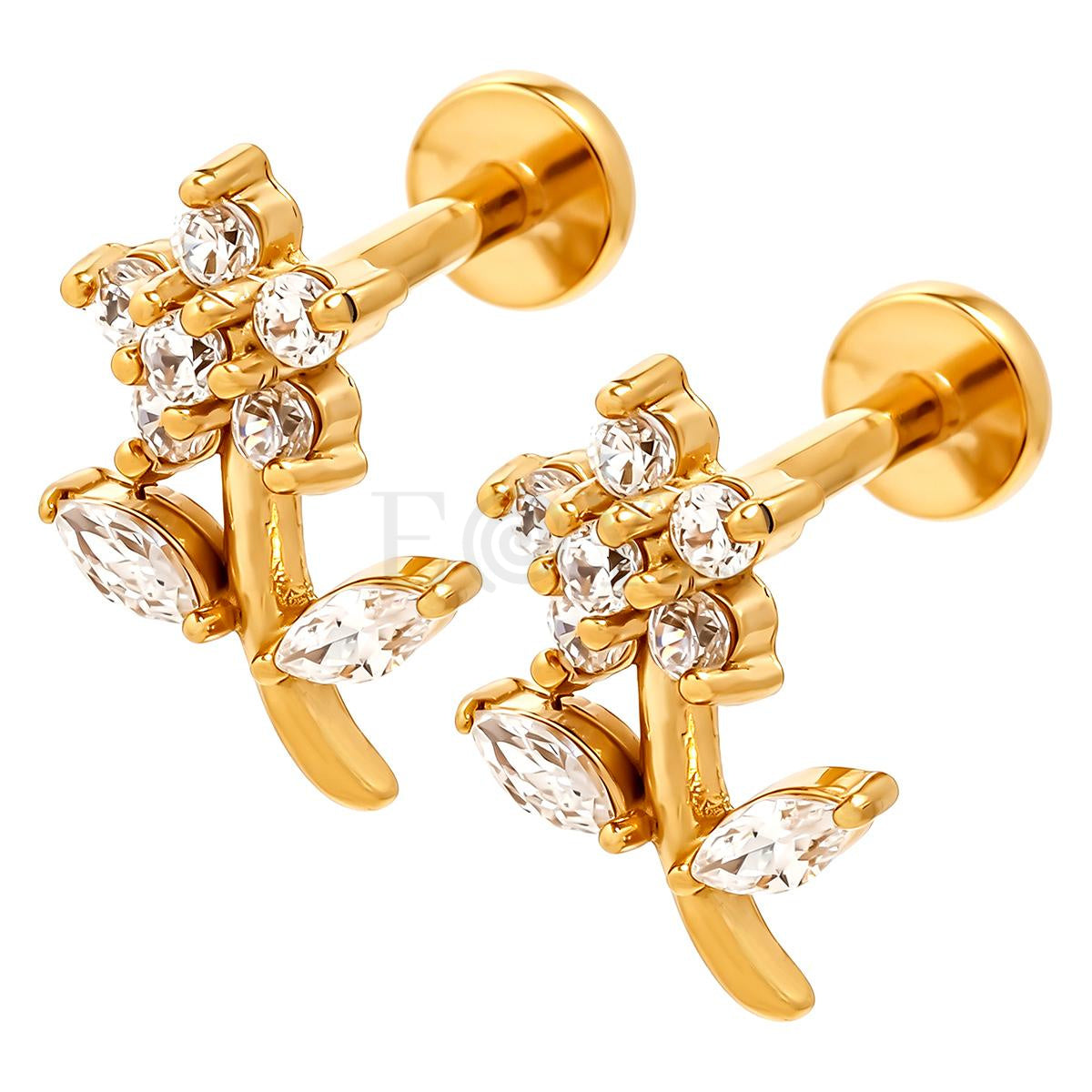 Pendientes circonitas flor
