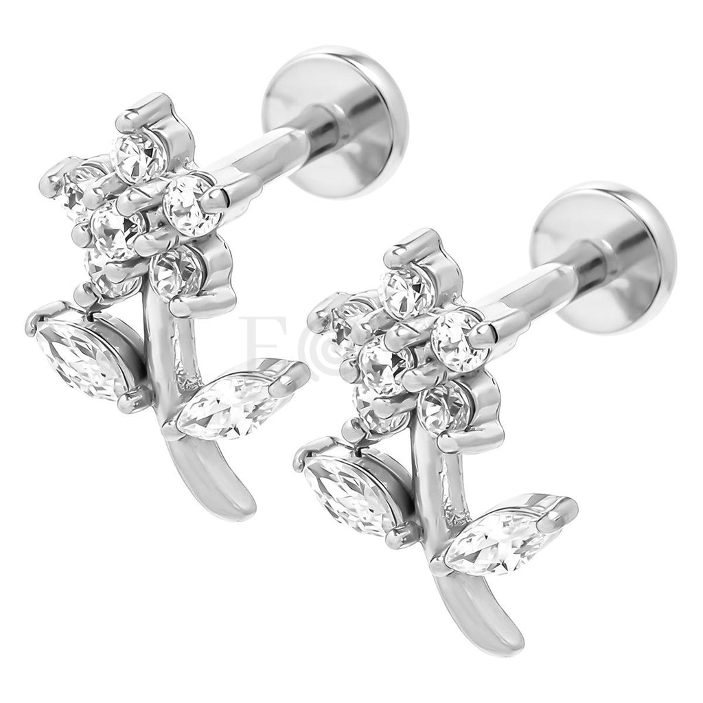 Pendientes circonitas flor