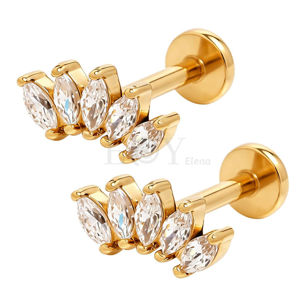 Pendientes titanio barra cinco hojas