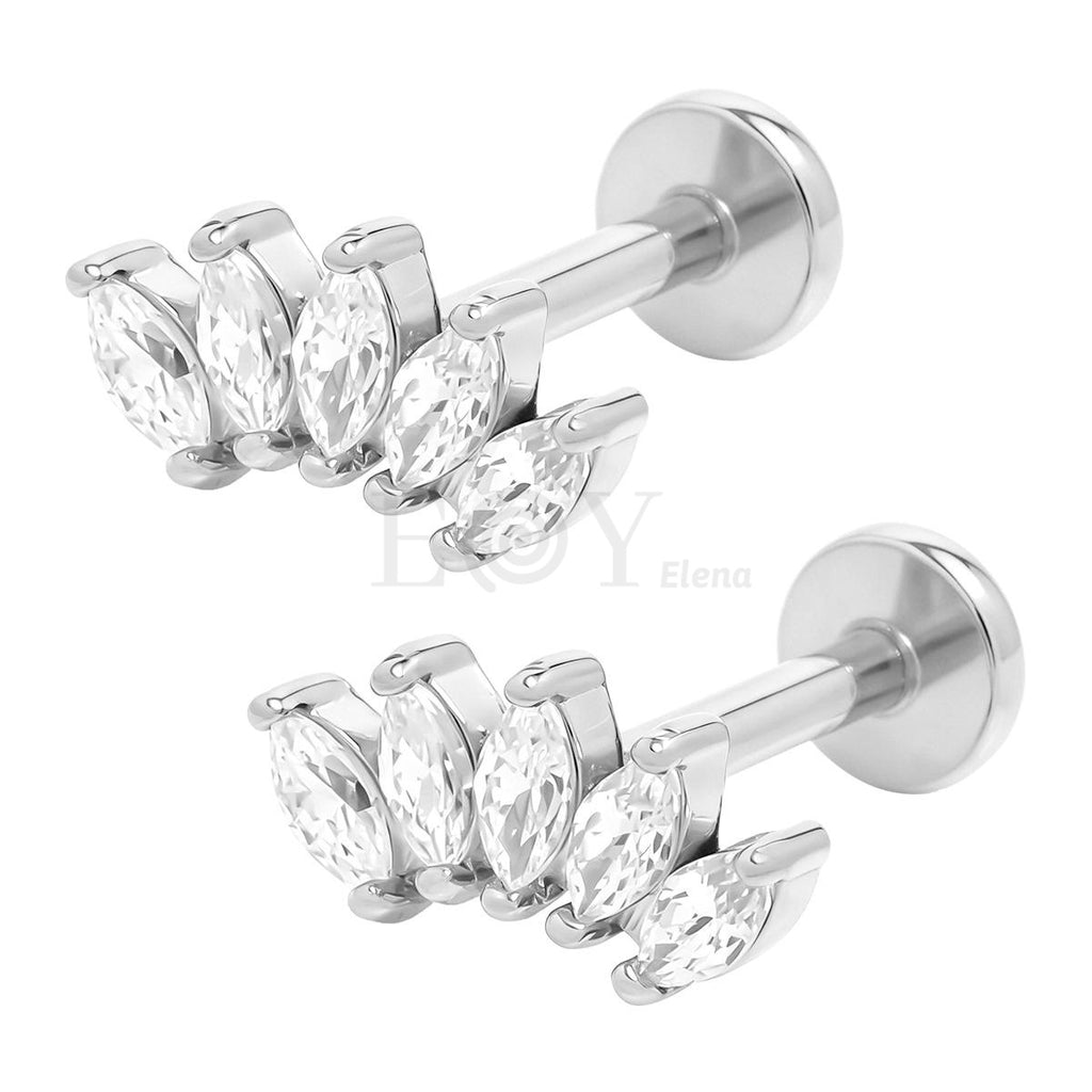 Pendientes titanio barra cinco hojas