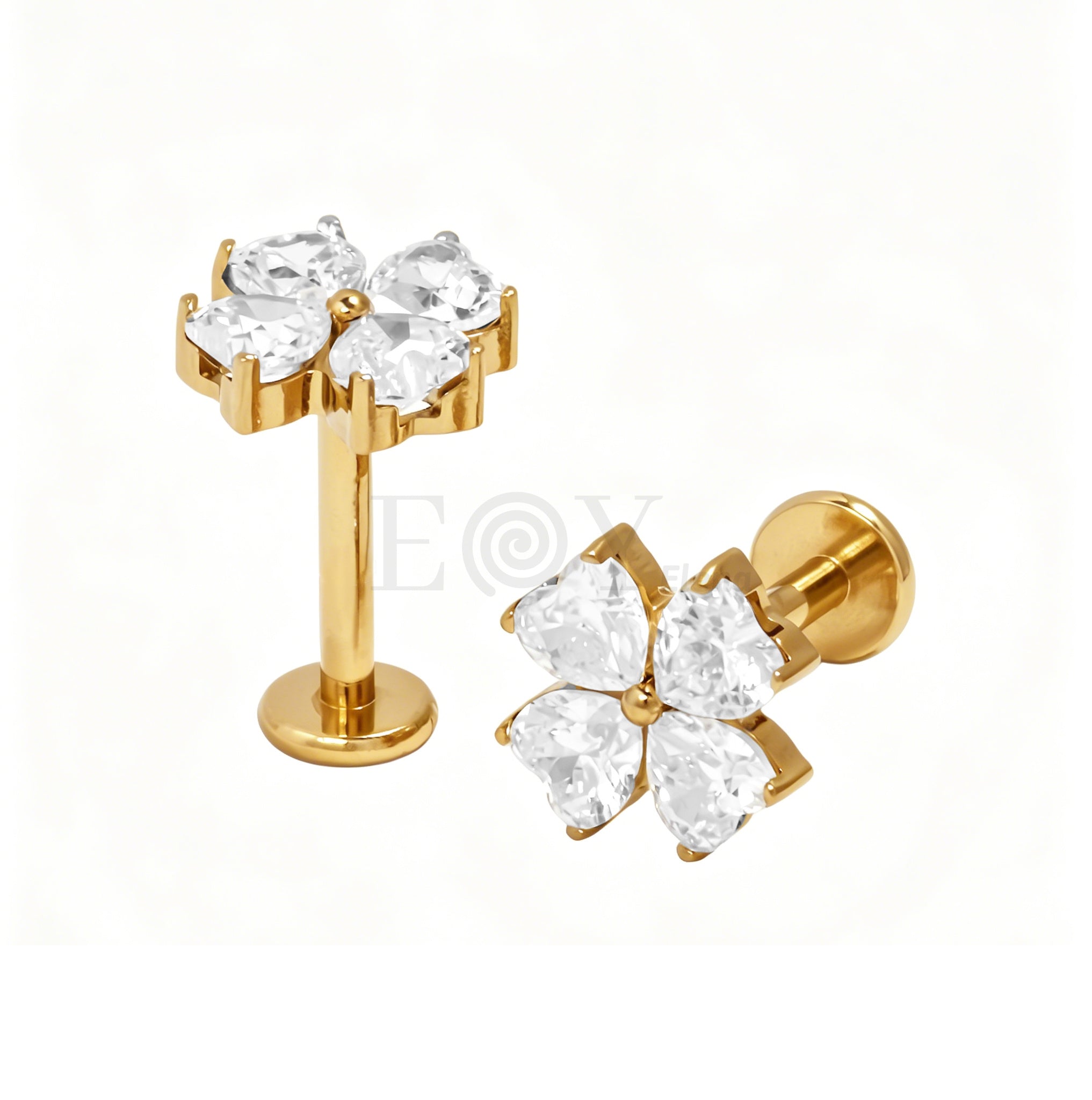 Pendientes titanio flor cuadrada