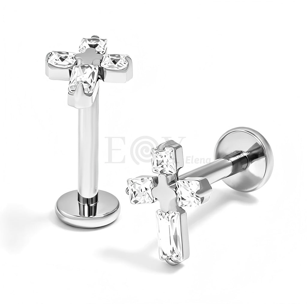 Pendientes titanio cruz