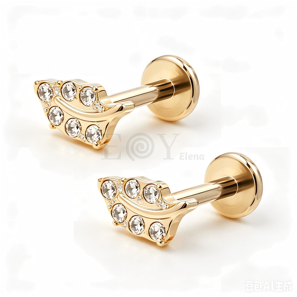 Pendientes hoja con circonitas titanio (por unidad)