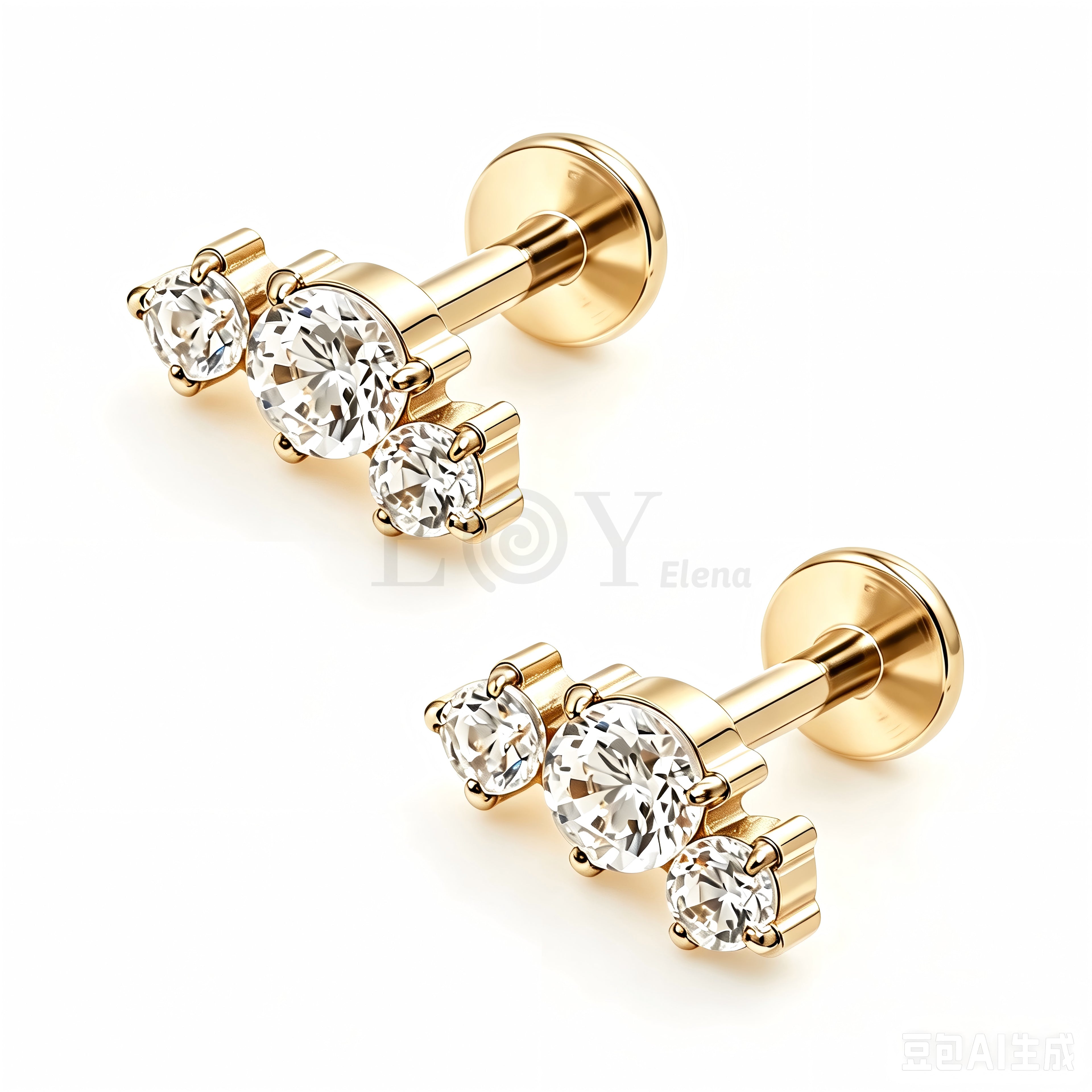 Pendientes triple circonita titanio (por unidad)