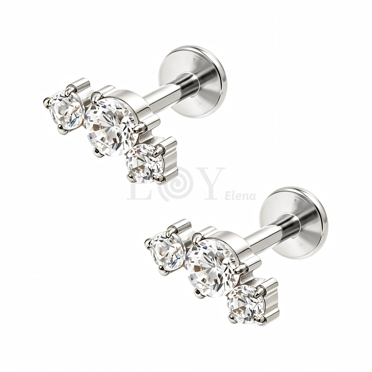 Pendientes triple circonita titanio (por unidad)
