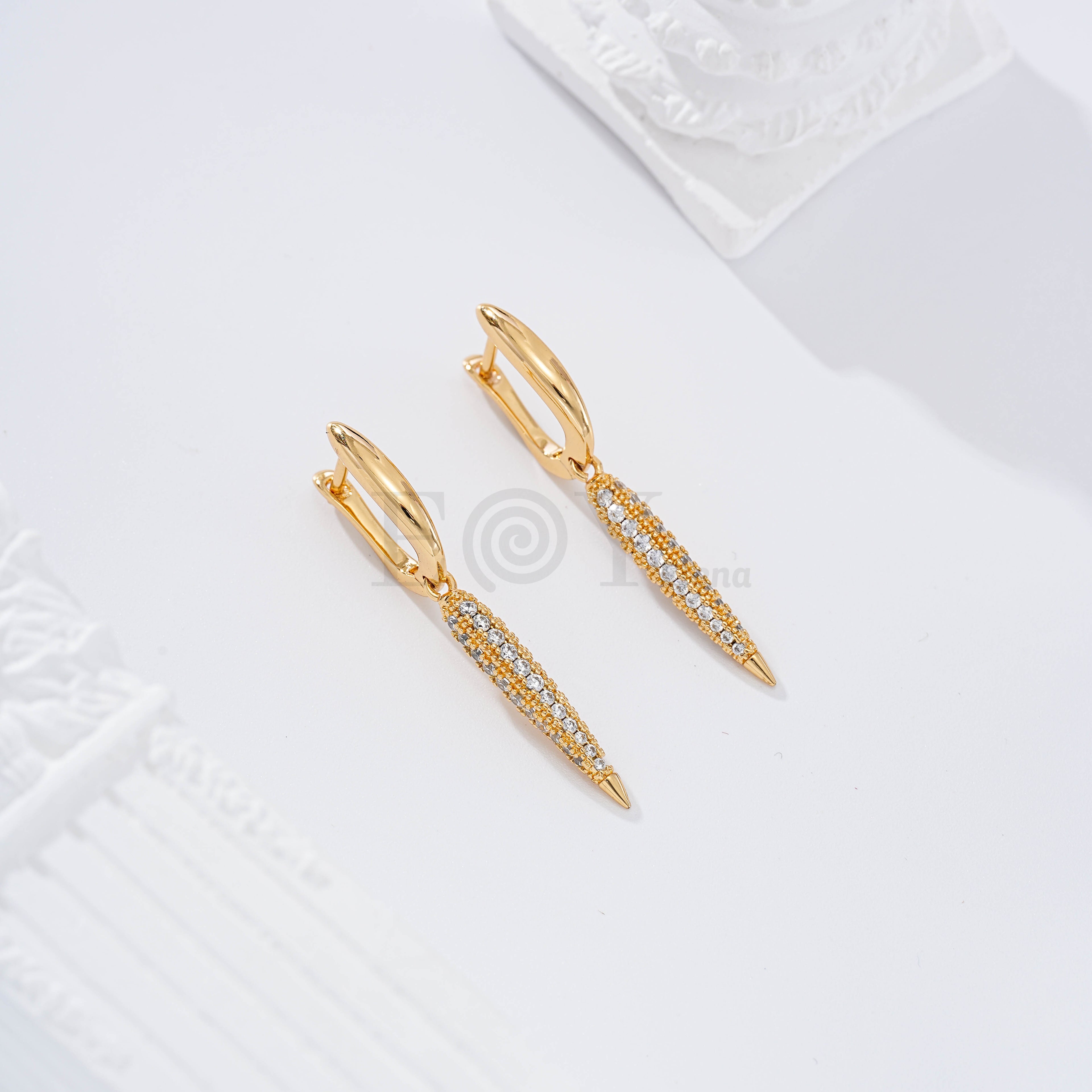 Pendientes de aro bastón circonitas goldfield