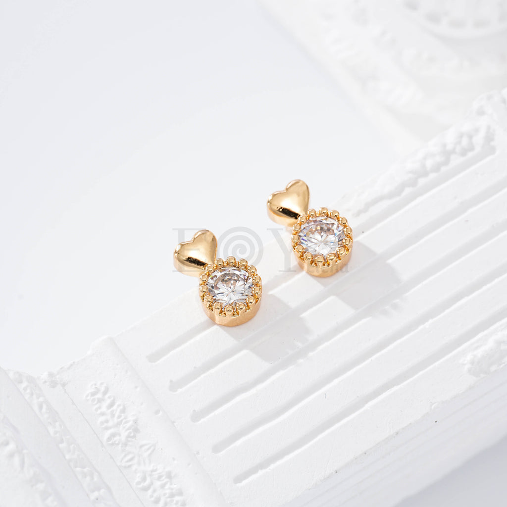 Pendientes corazón con circonita gold-filled