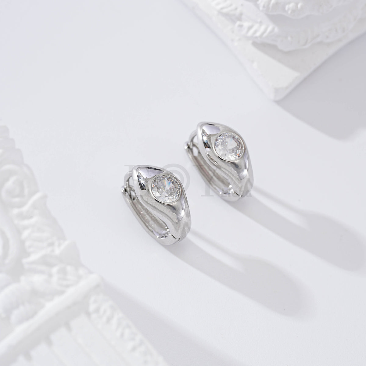 Gold-filled stone hoop earring