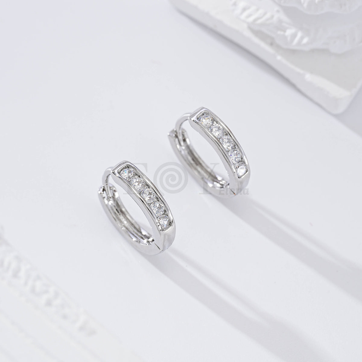 Stone hoop earrings gold-filled