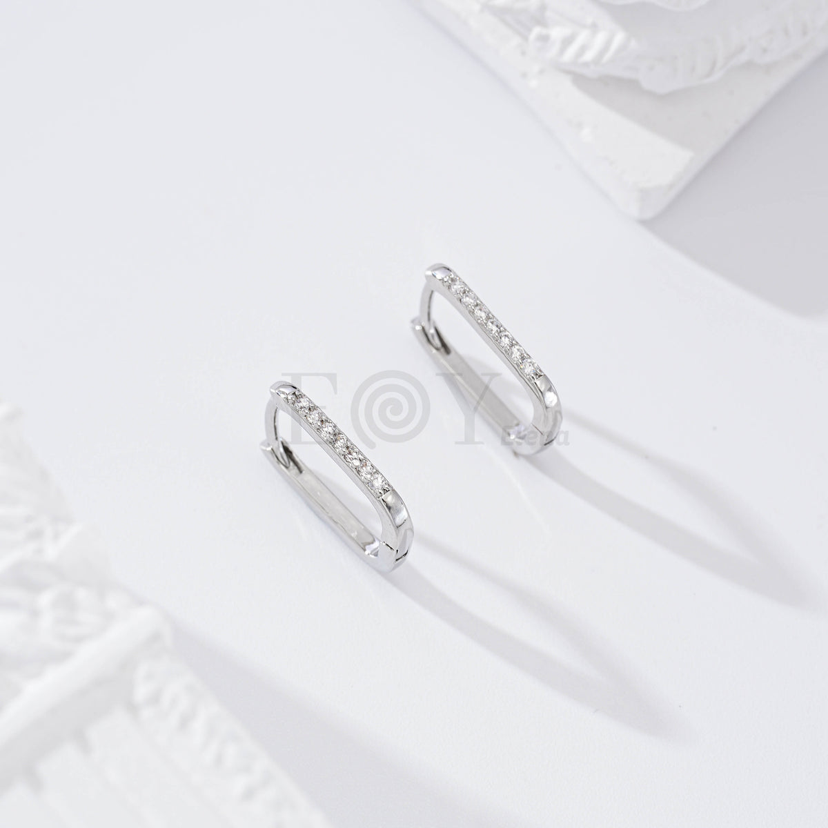 Square gold-filled cubic zirconia earrings