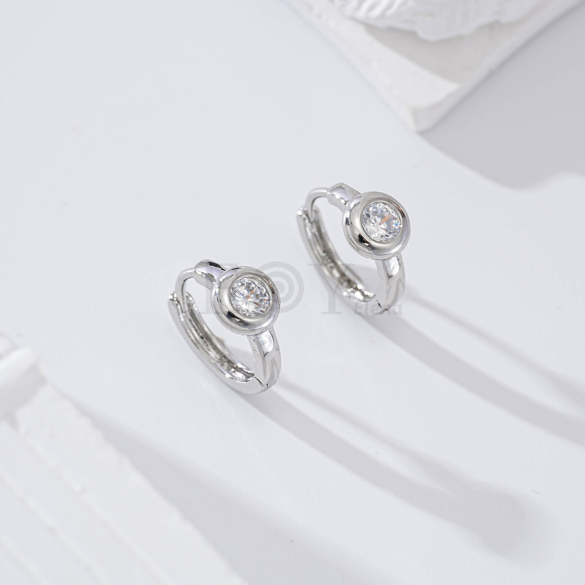 Gold-filled hoop with cubic zirconia
