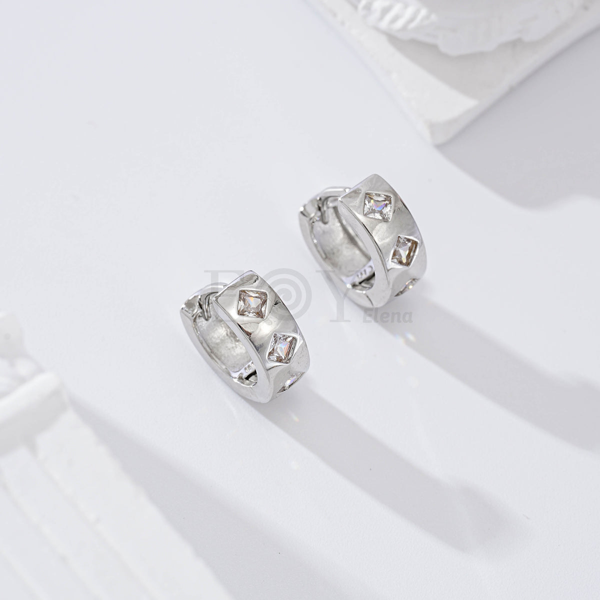 Gold-filled hoop with cubic zirconia