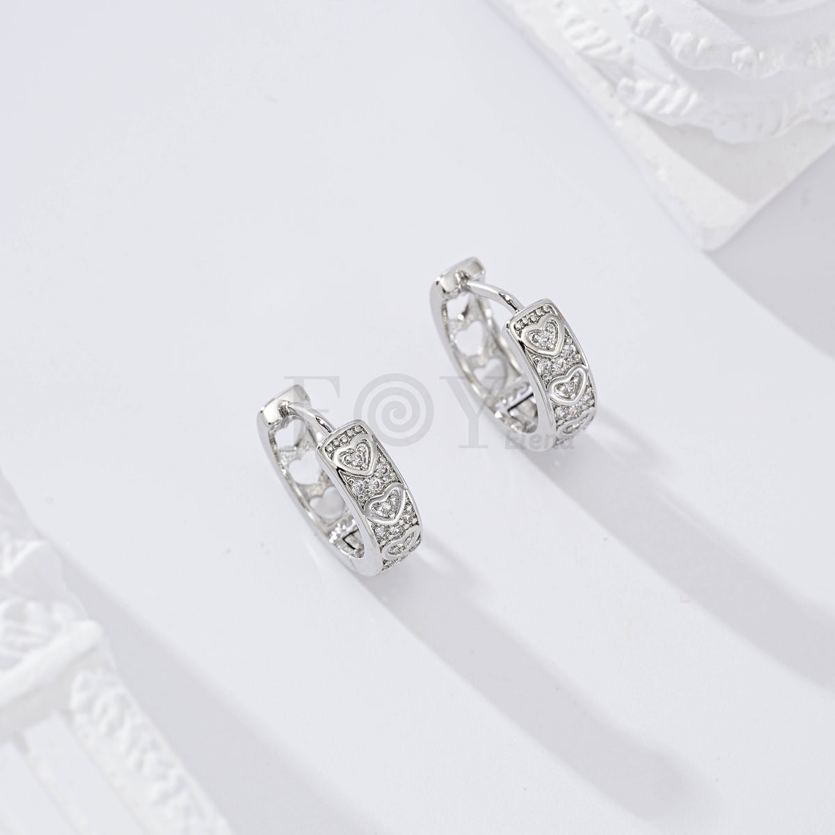 Gold-filled heart and glitter hoop earrings