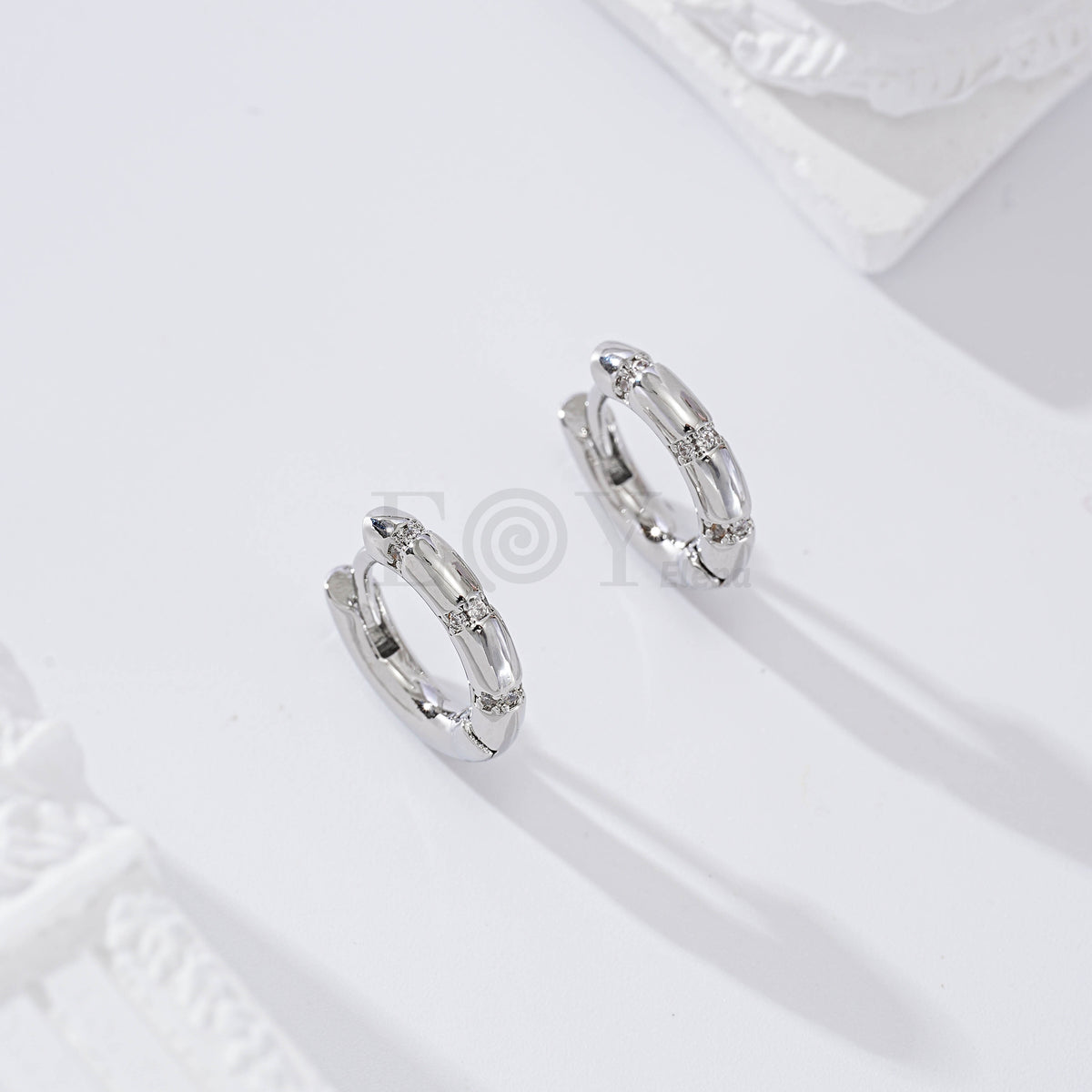 Gold-filled hoop earrings with cubic zirconia