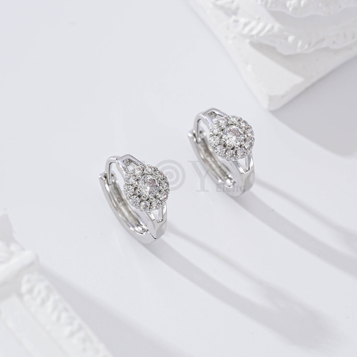 Gold-filled cubic zirconia hoop earring
