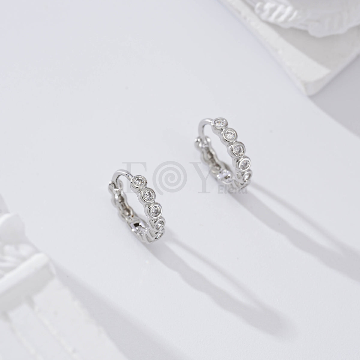 Round cubic zirconia gold-filled hoop earring