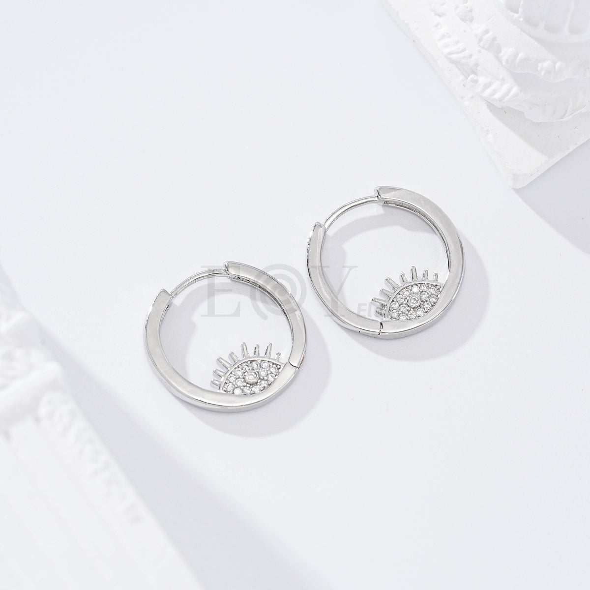 Gold-filled zirconia eye hoop earring