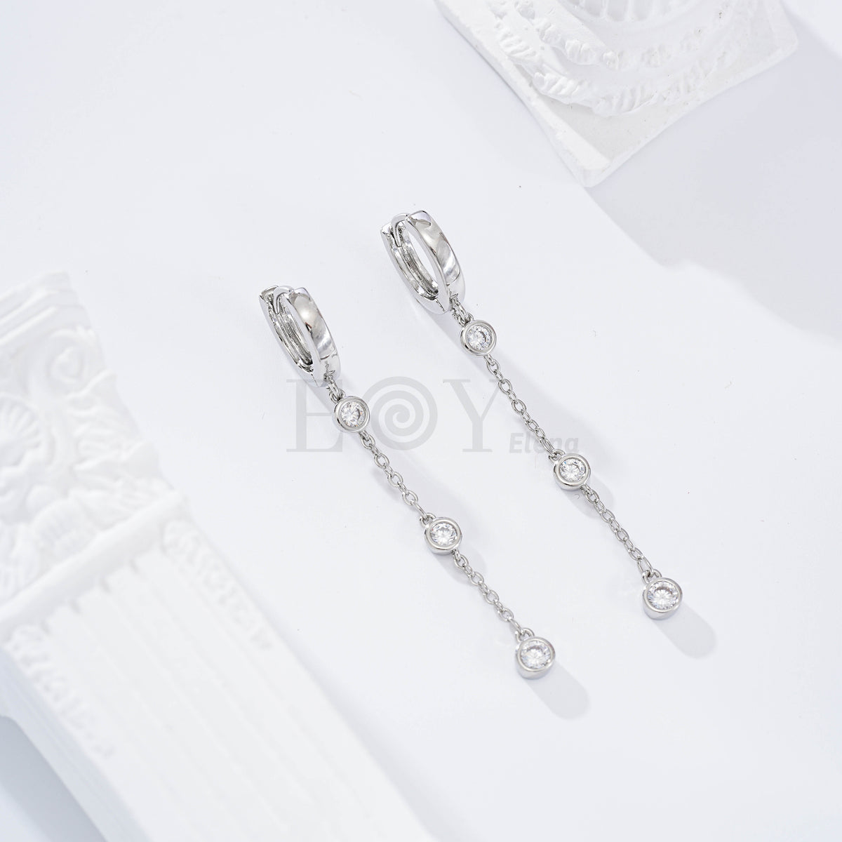 Pendientes de aro y cadena circonitas gold-filled
