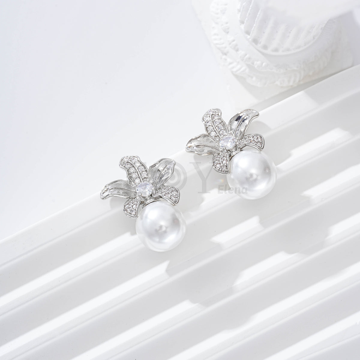 Pendientes flor y perla gold-filled