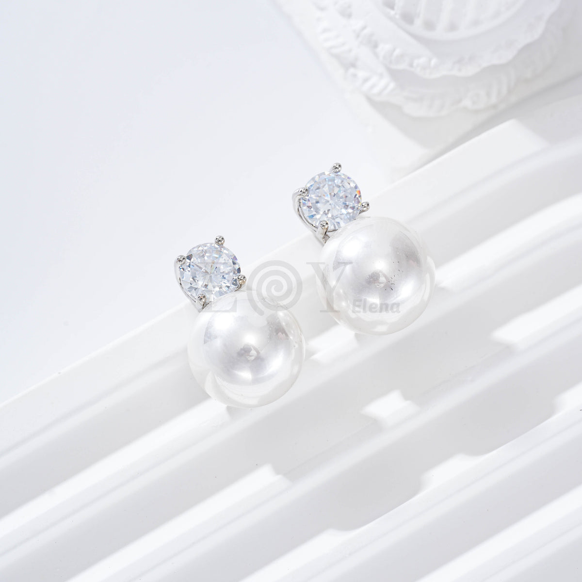 Pendientes circonita con perla gold-filled