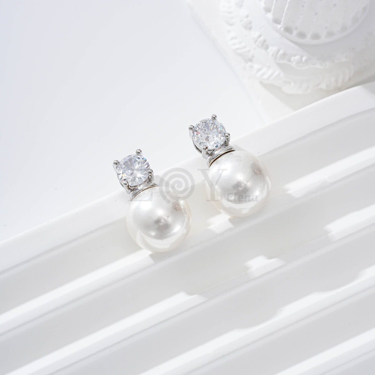 Pendientes circonita redonda y perla gold-filled