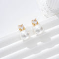 Pendientes circonita redonda y perla goldfield
