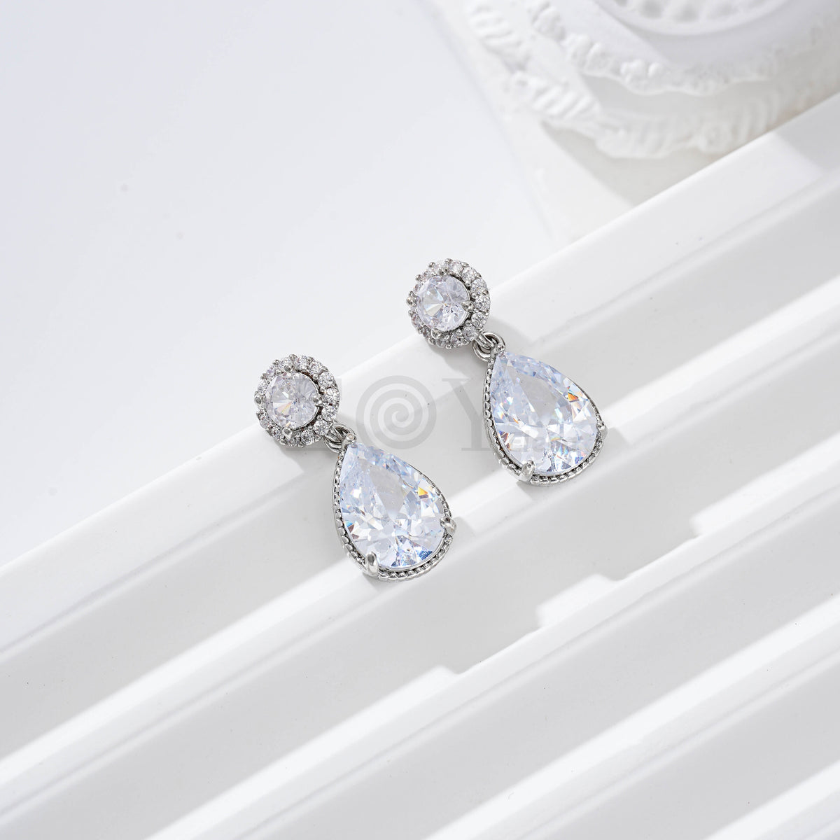 Pendiente doble piedra gold-filled