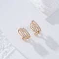 Pendientes doble barra circonitas cierre omega goldfield