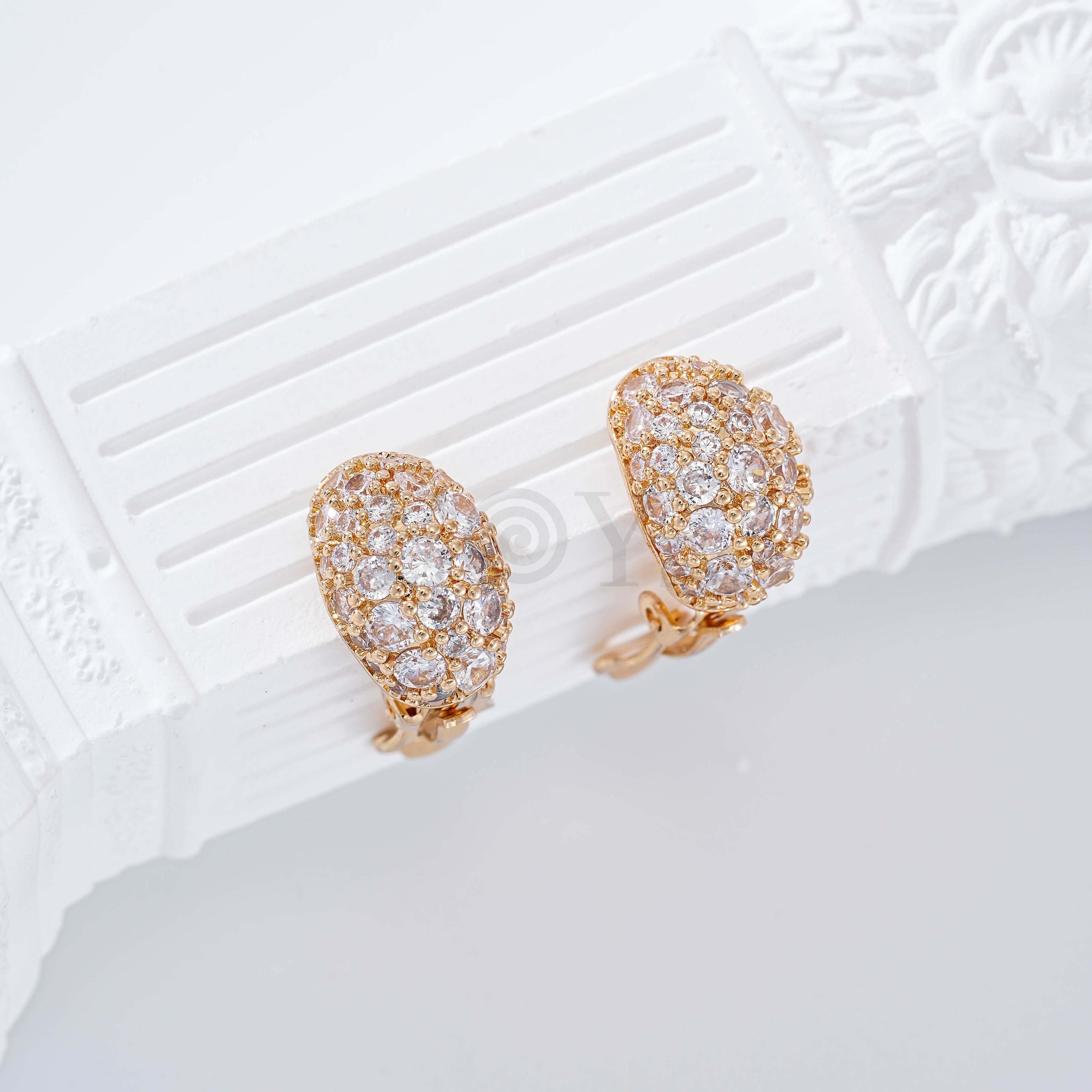 Pendientes bola circonitas pinza goldfield