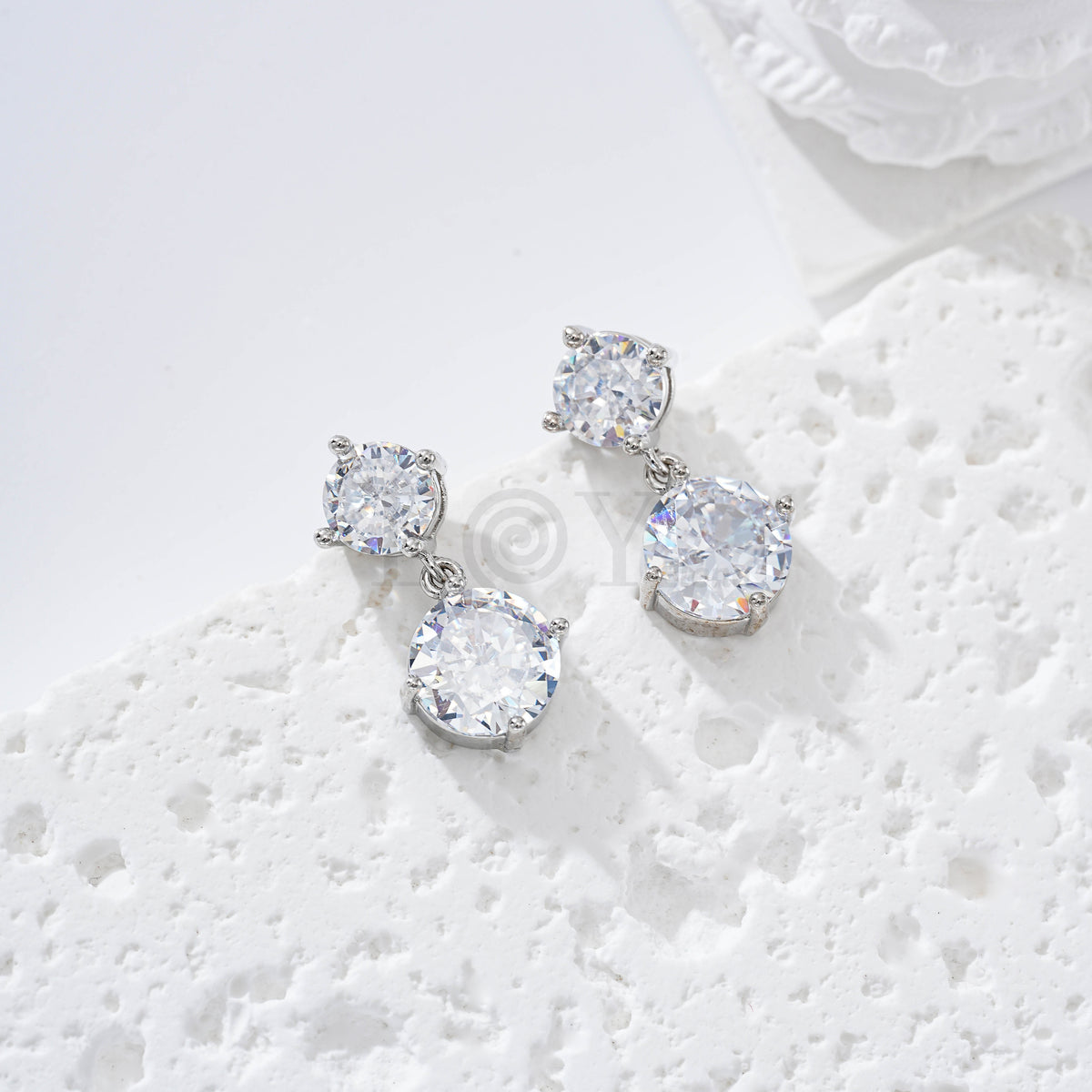 Pendientes doble circonita redonda gold-filled