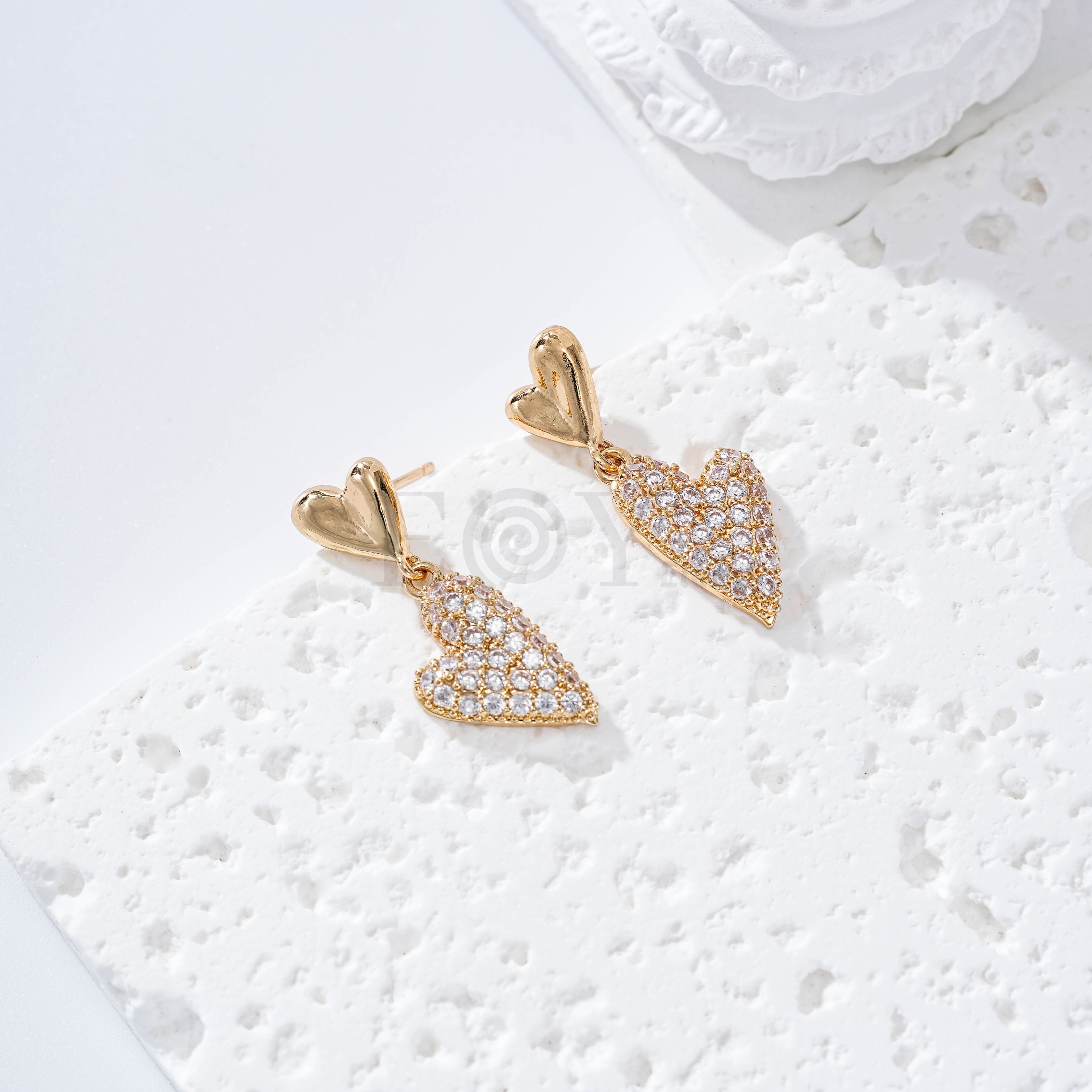 Pendientes doble corazón gold-filled