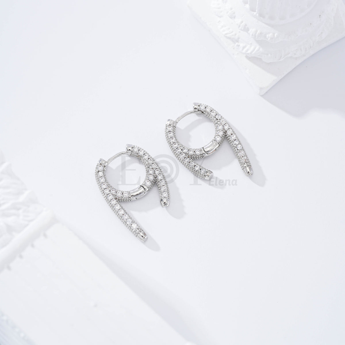 Gold-filled cubic zirconia hoop earring