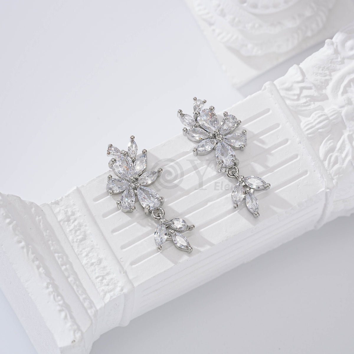 Pendientes flor piedra gold-filled