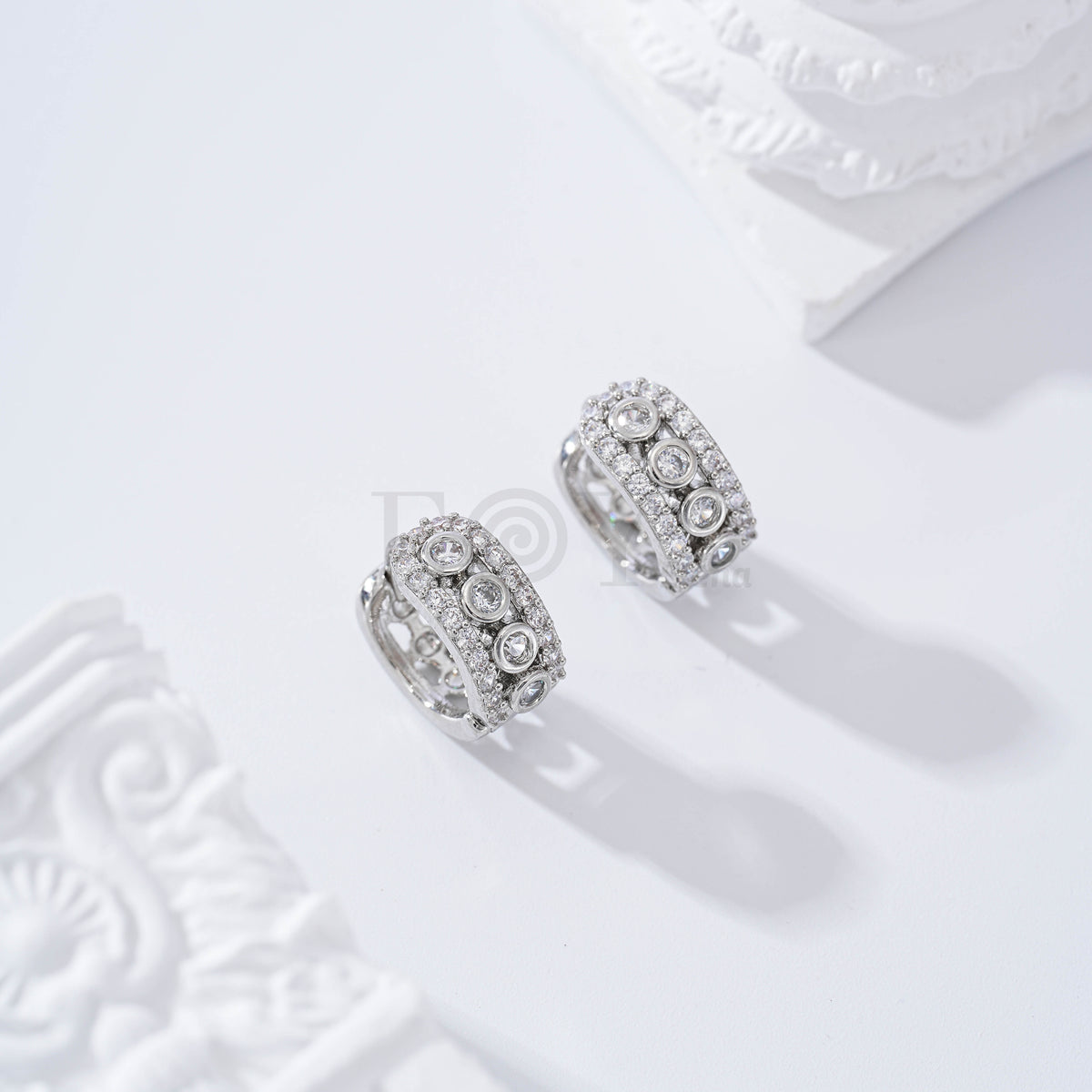 Gold-filled cubic zirconia hoop earring