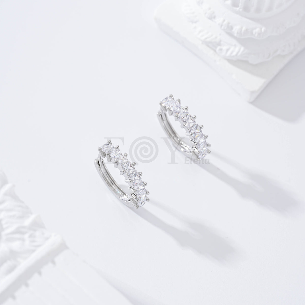 Gold-filled stone hoop earring