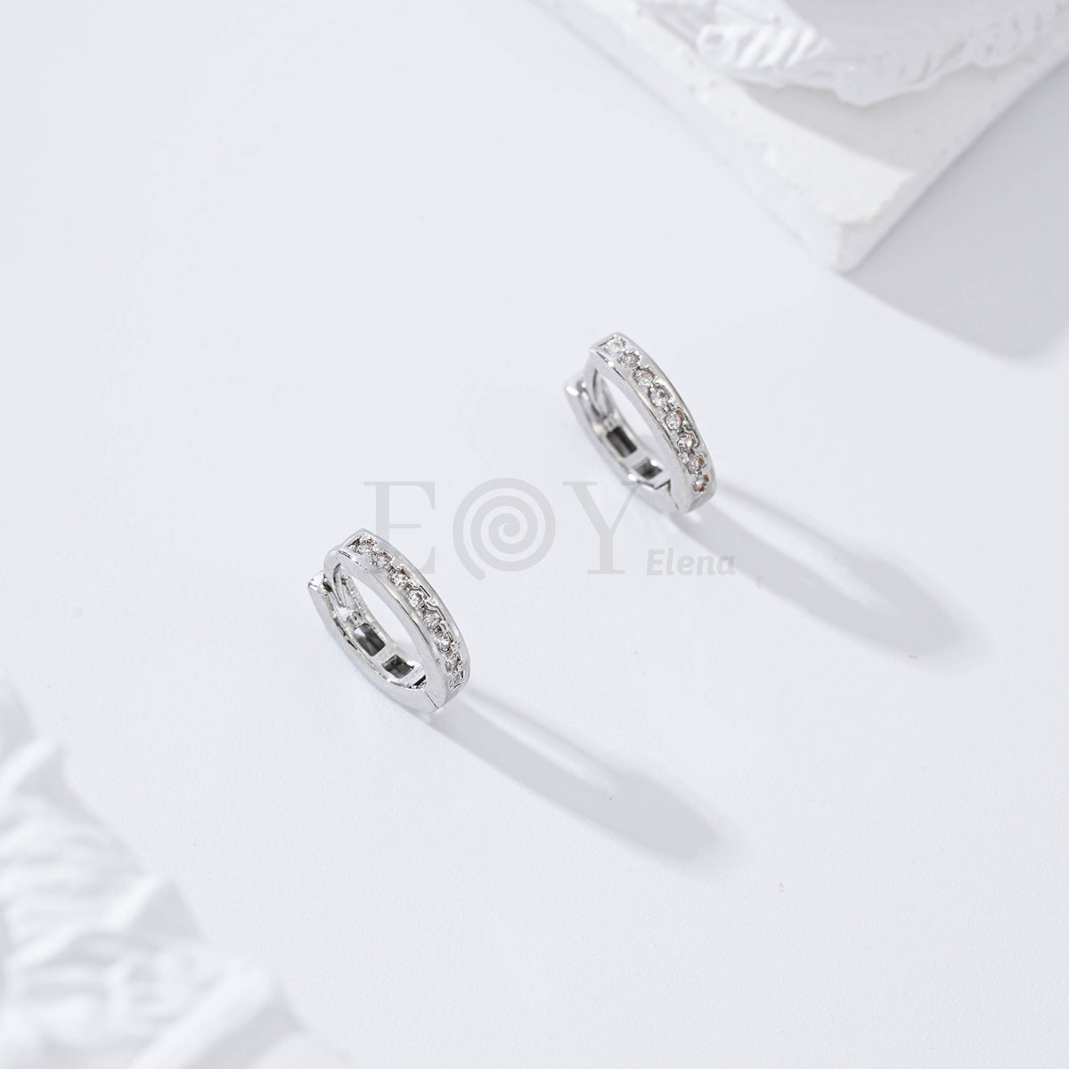 Gold-filled thin hoop earrings with cubic zirconia