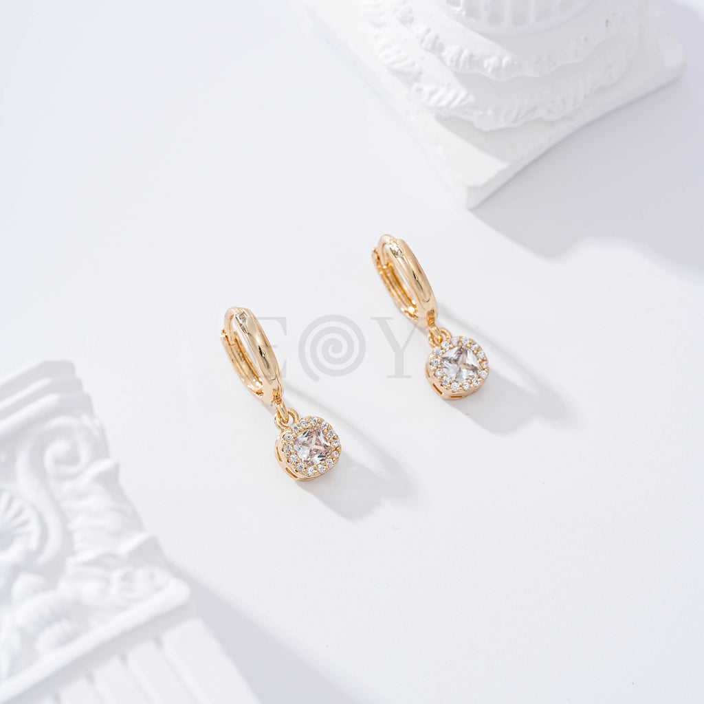 Pendientes de aro circonita redonda gold-filled