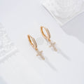 Pendientes de aro cruz circonitas gold-filled