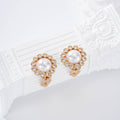 Pendientes flor con perla pinza gold-filled