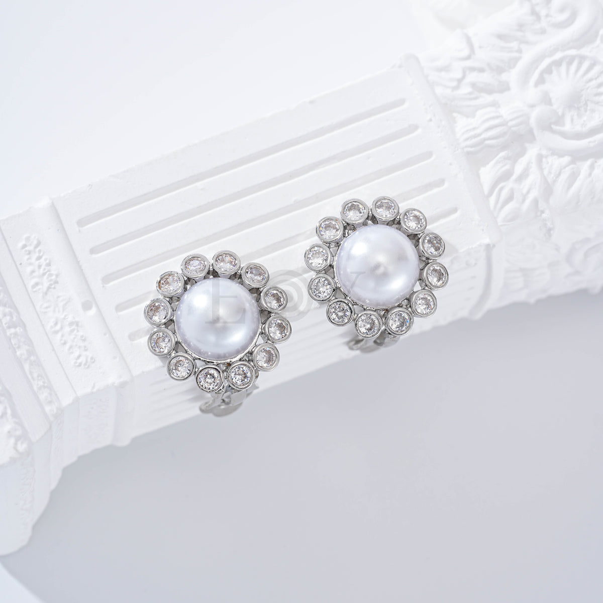 Pendientes flor con perla pinza gold-filled