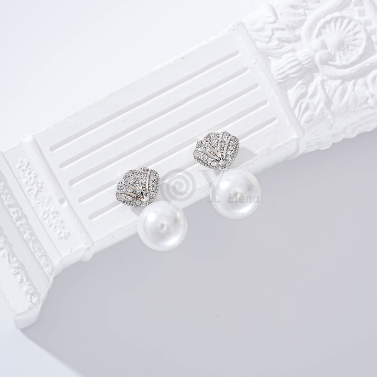 Pendientes concha con perla pinza gold-filled