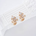 Pendientes piedra con flor pinza gold-filled