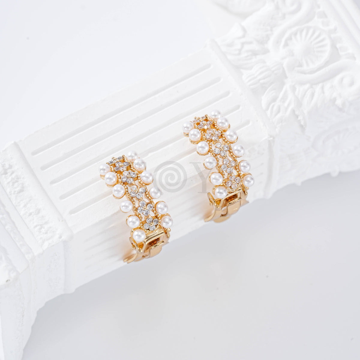 Pendientes piedras con perlas pinza gold-filled