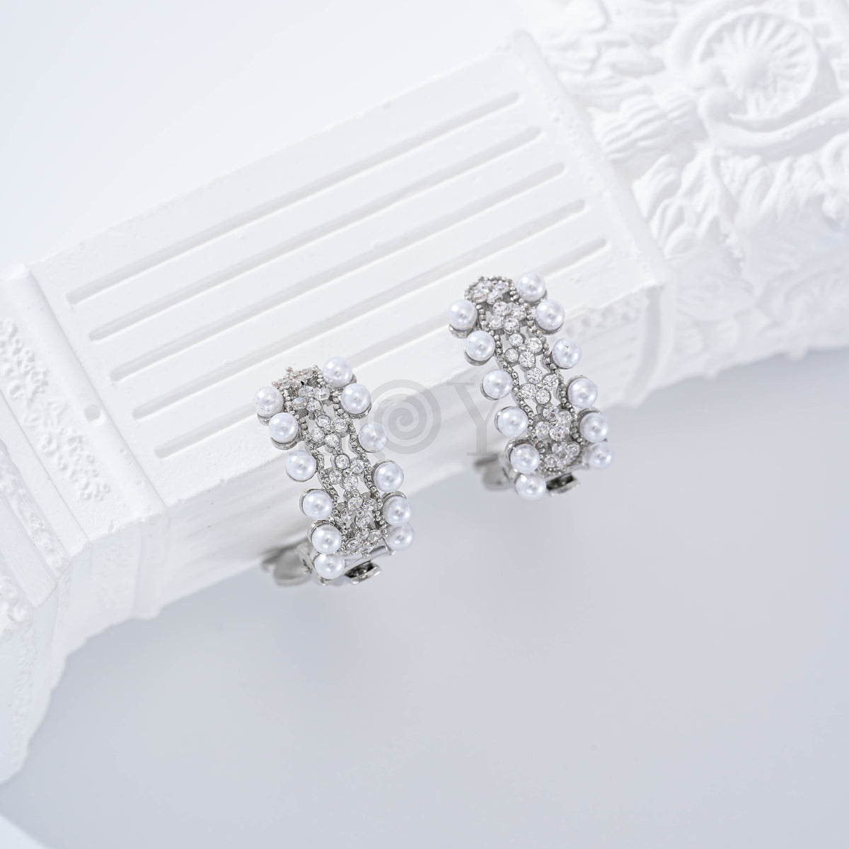 Pendientes piedras con perlas pinza gold-filled